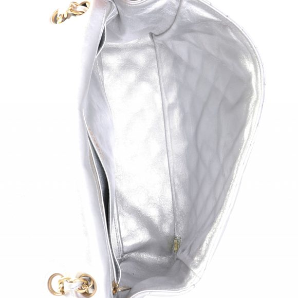 Chanel Silver Quilted Lambskin Soft Maxi Single Flap Bag - Picture 7 of 7